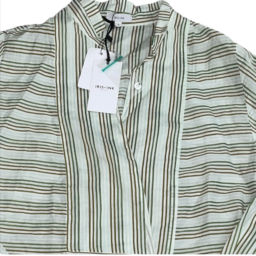 IRIS & INK Sierra Pleated Striped Cotton-Blend Blouse (8)
