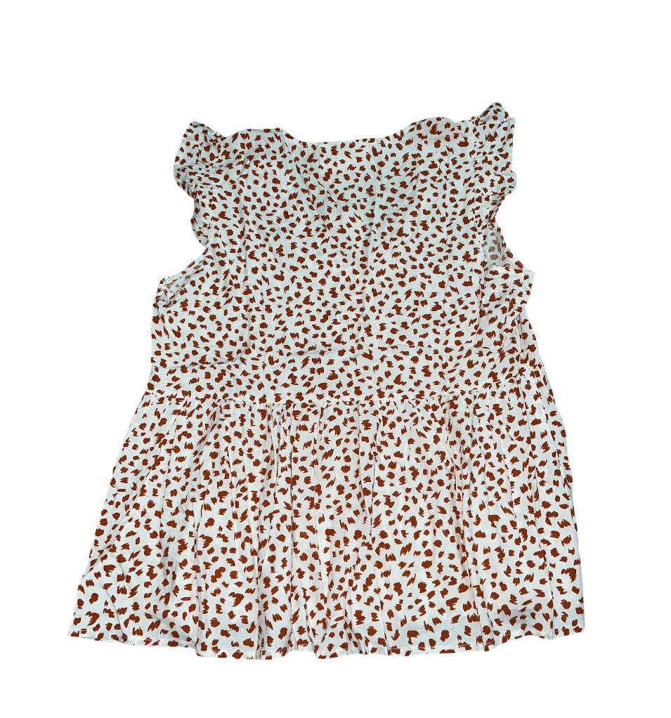Savanna Jane Ruffle-Sleeve Animal-Style Print Top (Large)