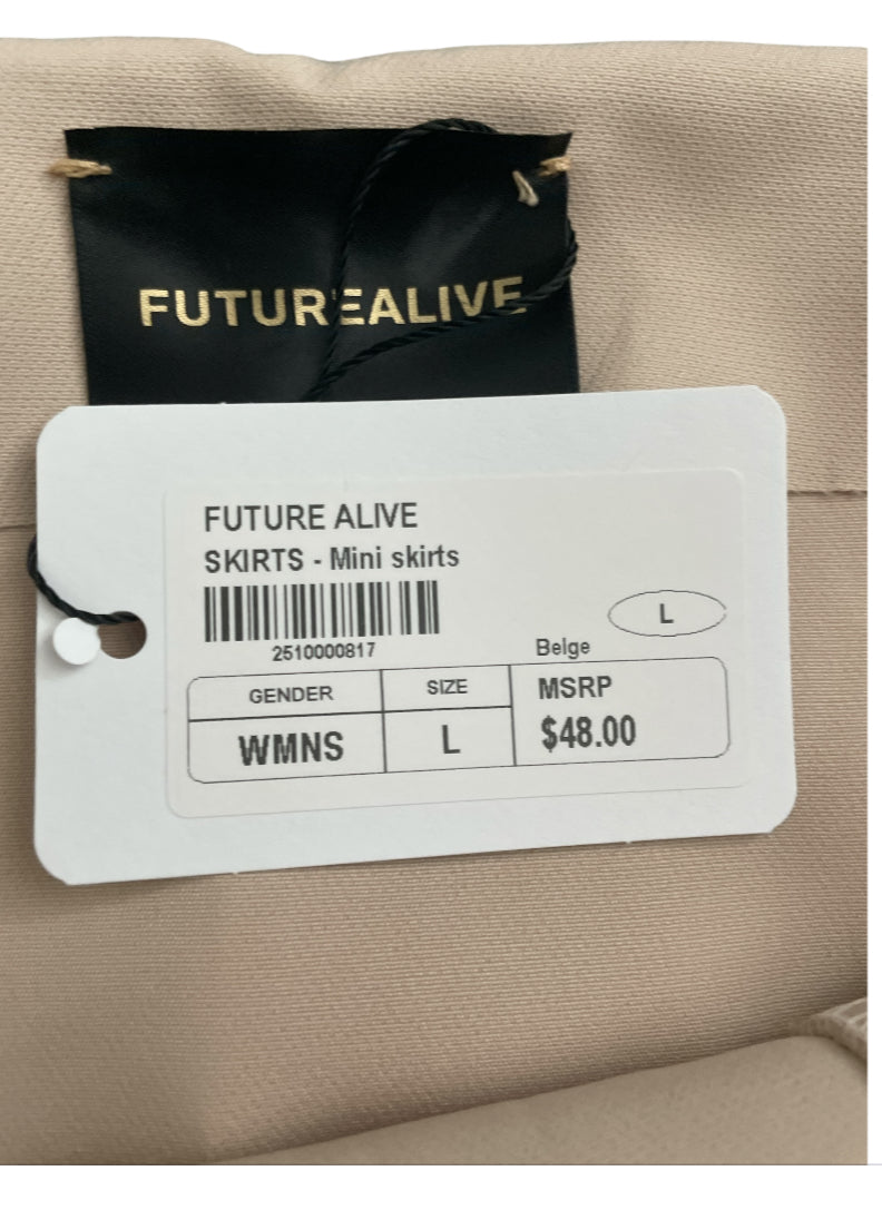 Future Alive Khaki Asymmetrical Hem Lined Pencil Mini Skirt (Large)
