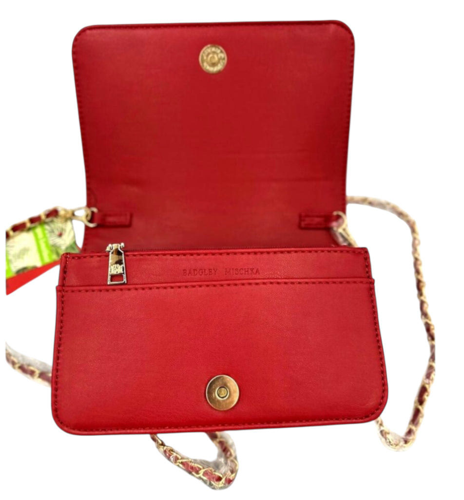 Badgley Mischka Red Debossed Logo Bag
