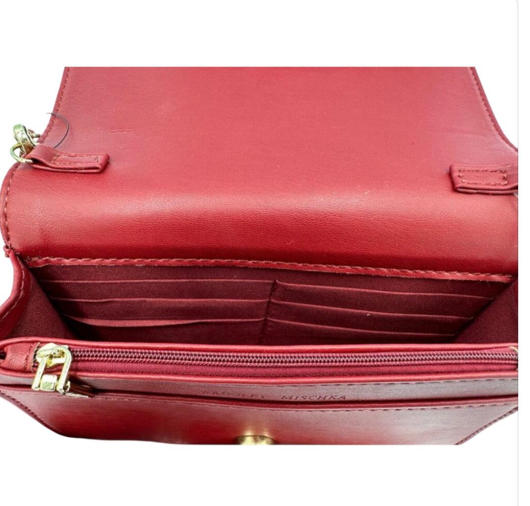 Badgley Mischka Red Debossed Logo Bag
