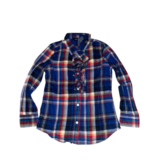 Ralph Lauren Girls Ruffled Plaid Shirt (6)