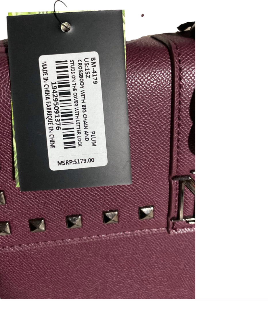 Badgley Mischka Plum Chain Detailed Bag