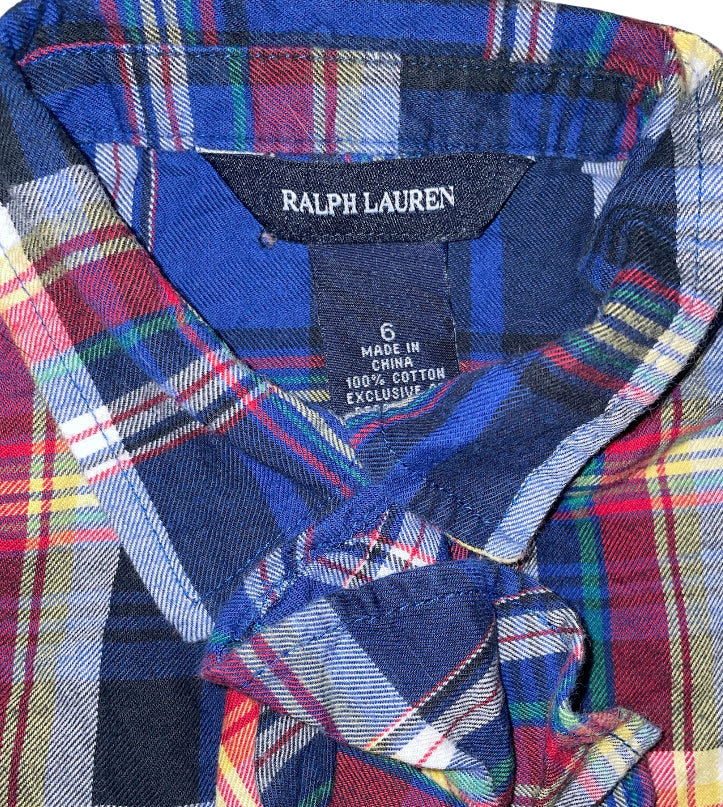 Ralph Lauren Girls Ruffled Plaid Shirt (6)