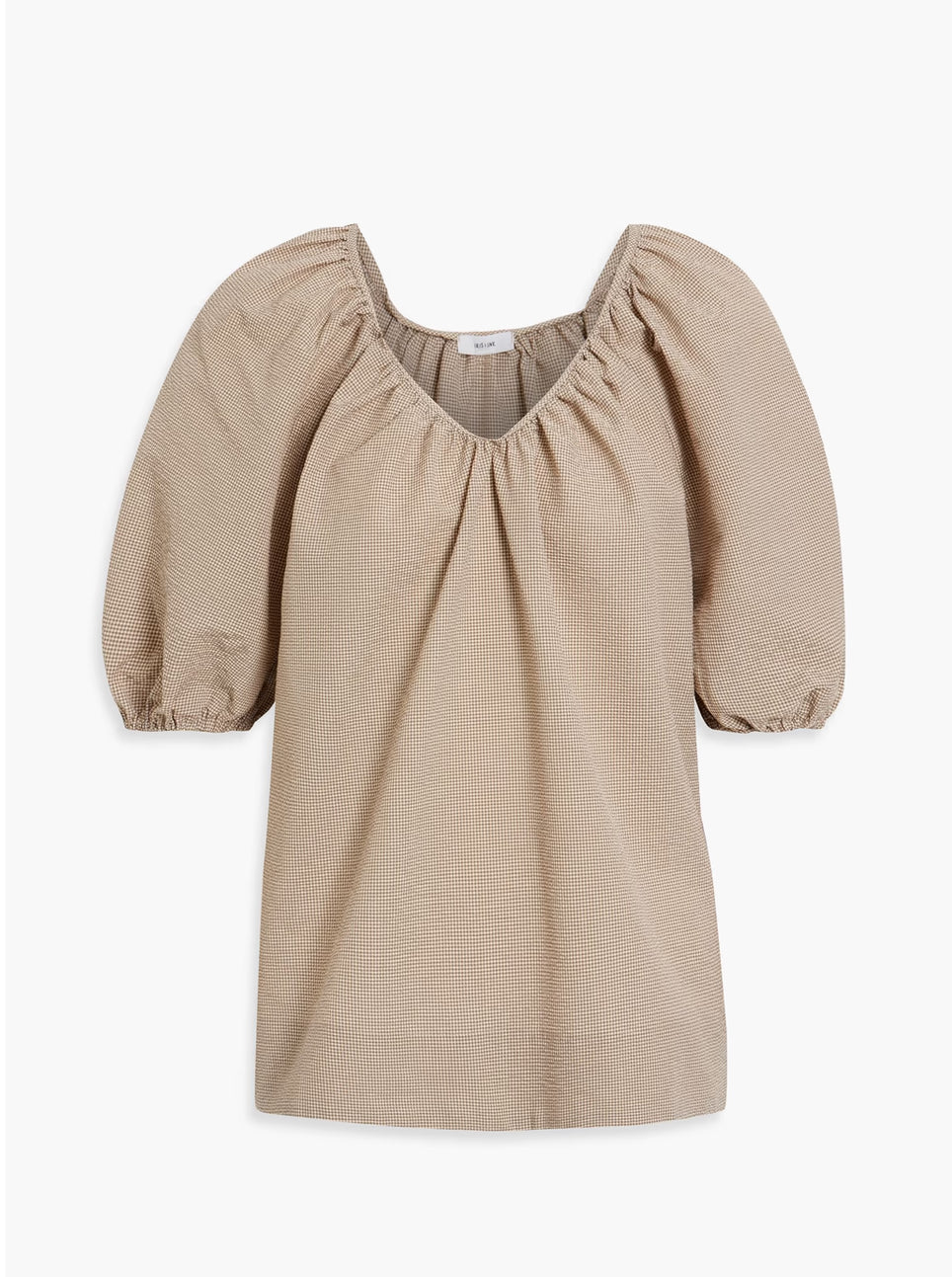 Iris + Ink Vanessa gathered gingham cotton-blend seersucker top (8)