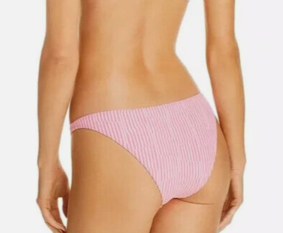 Onia Ashley Bikini Bottoms in a Pink Variegated Stripe Print (Large)