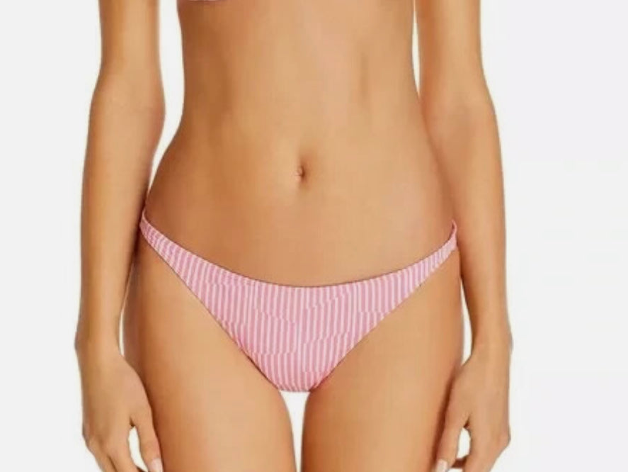 Onia Ashley Bikini Bottoms in a Pink Variegated Stripe Print (Large)