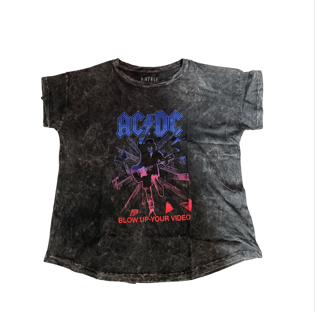 Vintage Canvas AC/DC "Blow Up Your Video" album Mineral Wash T-shirt (Small)