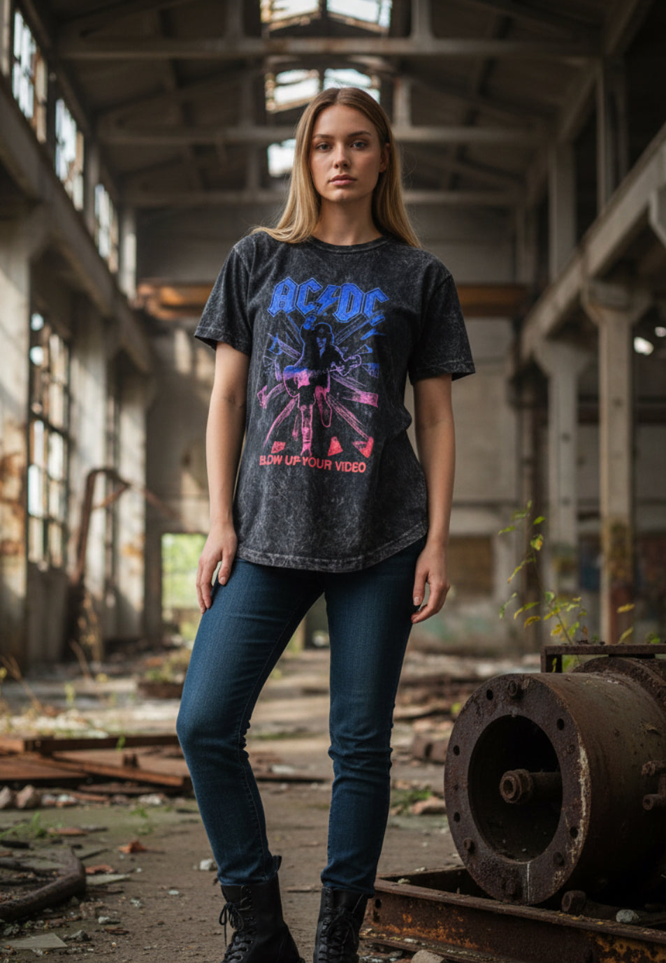 Vintage Canvas AC/DC "Blow Up Your Video" album Mineral Wash T-shirt (Medium)