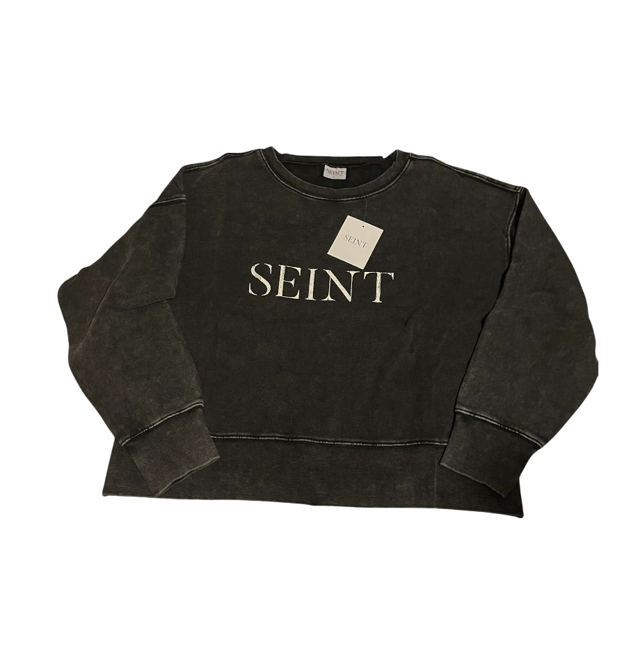 Seint Vintage Dark Gray Cropped Sweatshirt (Large)