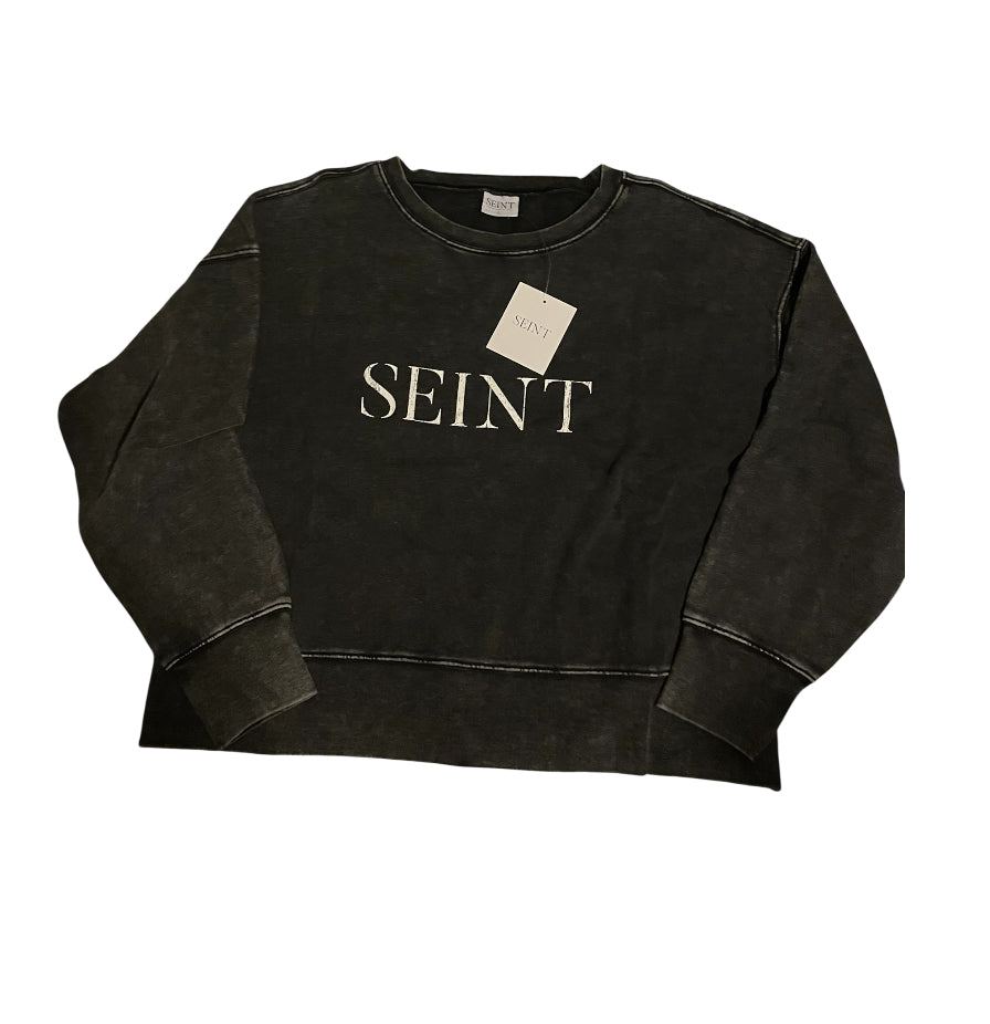 Seint Vintage Dark Gray Cropped Sweatshirt (Large)