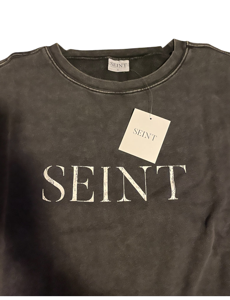 Seint Vintage Dark Gray Cropped Sweatshirt (Large)