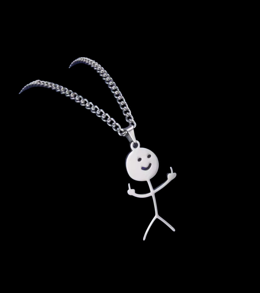 Silver Stick Figure Pendant Necklace