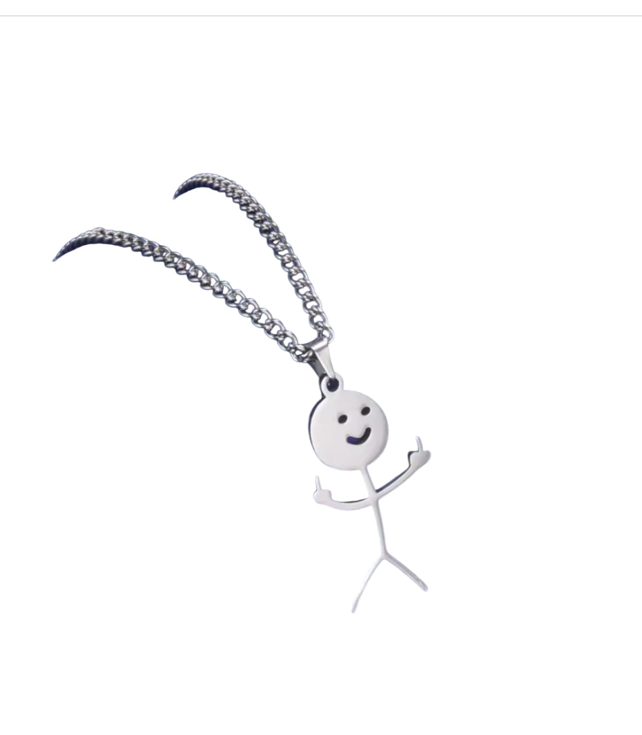 Silver Stick Figure Pendant Necklace