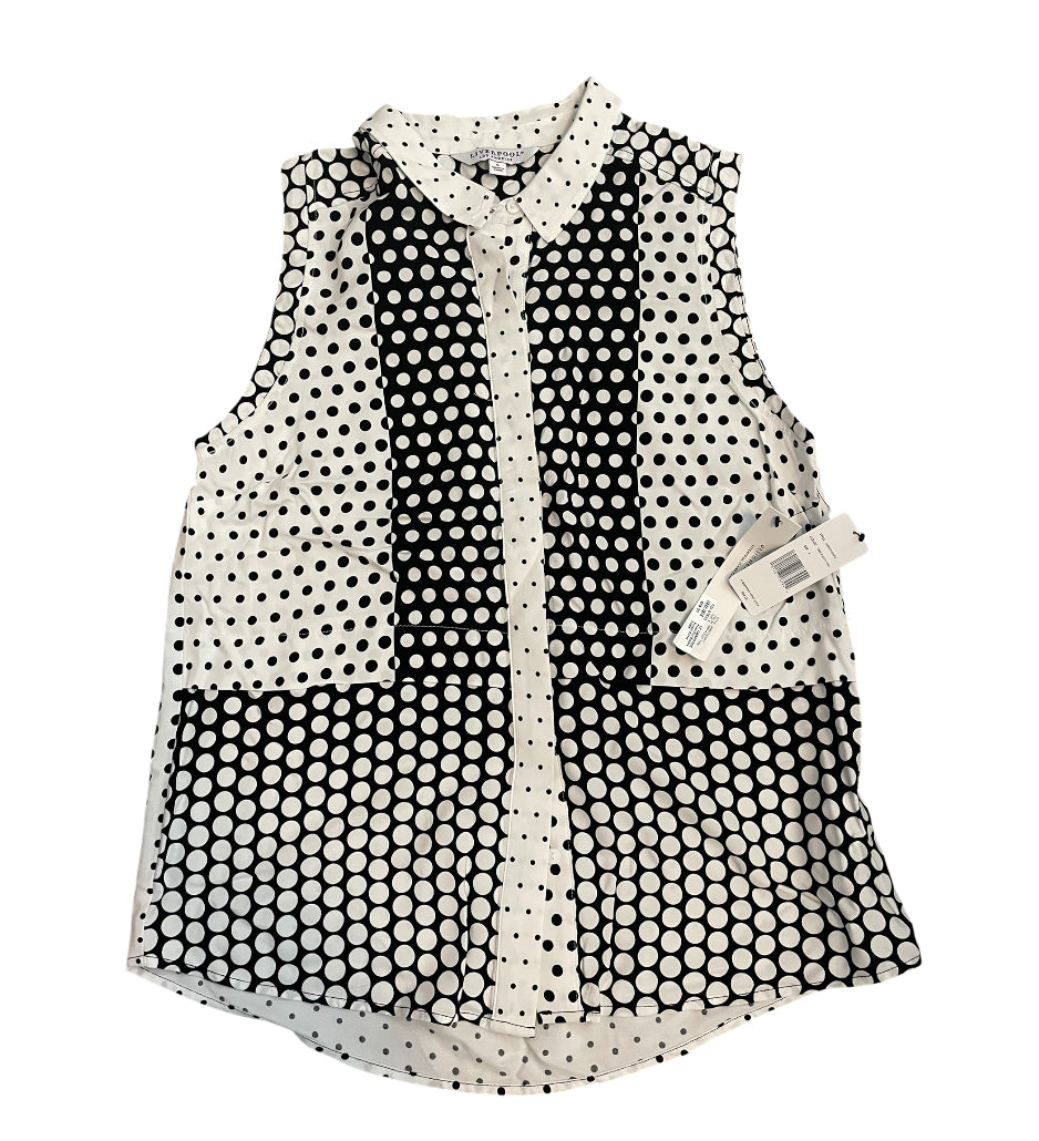 Liverpool Los Angeles Polka Dot Button-Up Sleeveless Blouse.(Small)