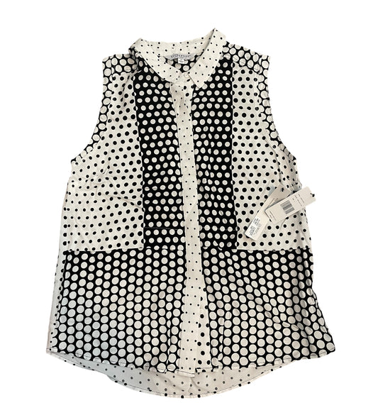 Liverpool Los Angeles Polka Dot Button-Up Sleeveless Blouse.(Small)