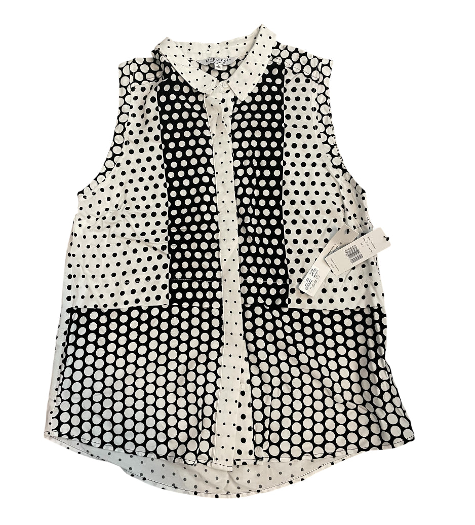 Liverpool Los Angeles Polka Dot Button-Up Sleeveless Blouse.(Small)