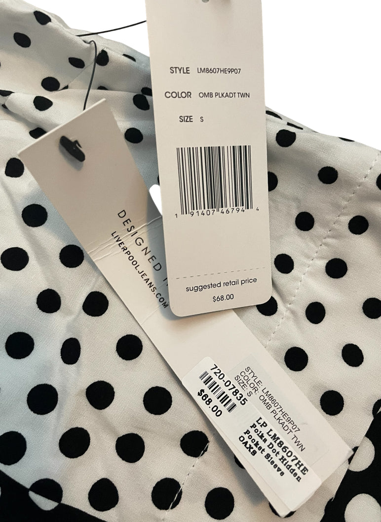 Liverpool Los Angeles Polka Dot Button-Up Sleeveless Blouse.(Small)
