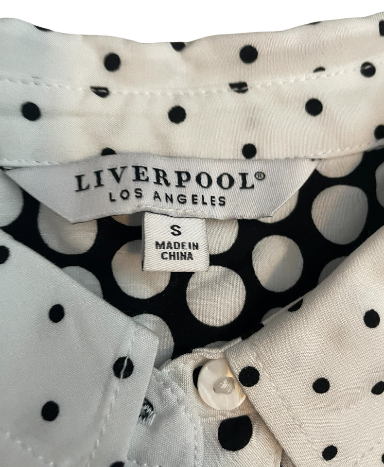 Liverpool Los Angeles Polka Dot Button-Up Sleeveless Blouse.(Small)