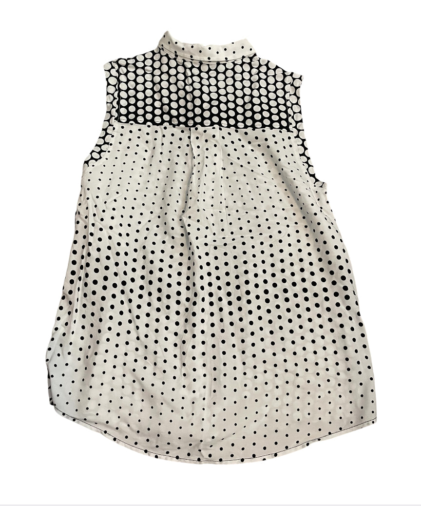 Liverpool Los Angeles Polka Dot Button-Up Sleeveless Blouse.(Small)
