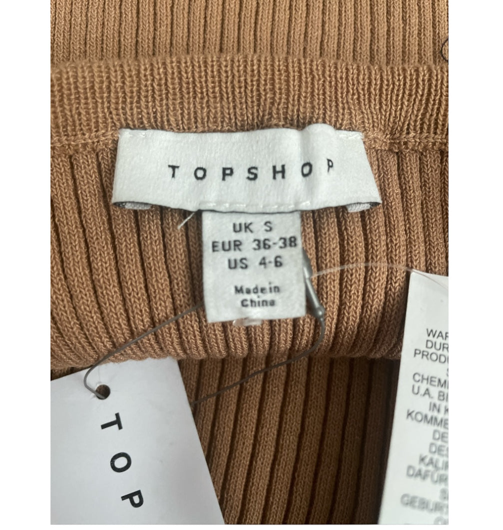 Topshop Ribbed Knee Length Skirt (Small)