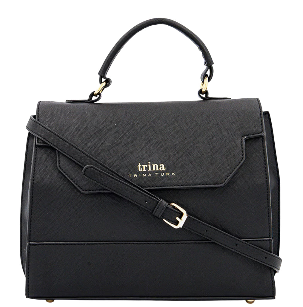 Trina Turk Vegan Leather Black Satchel Crossbody