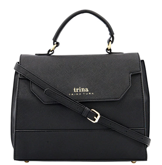Trina Turk Vegan Leather Black Satchel Crossbody