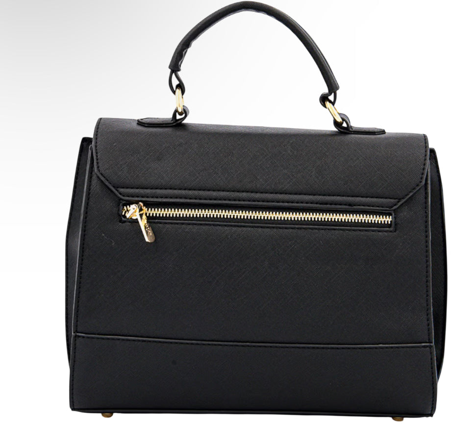 Trina Turk Vegan Leather Black Satchel Crossbody