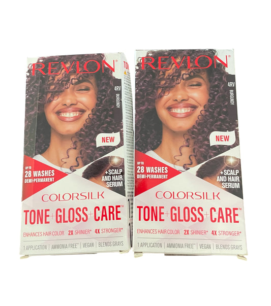 Revlon ColorSilk Tone + Gloss + Care Demi-Permanent Hair Color in 4RV Burgundy.