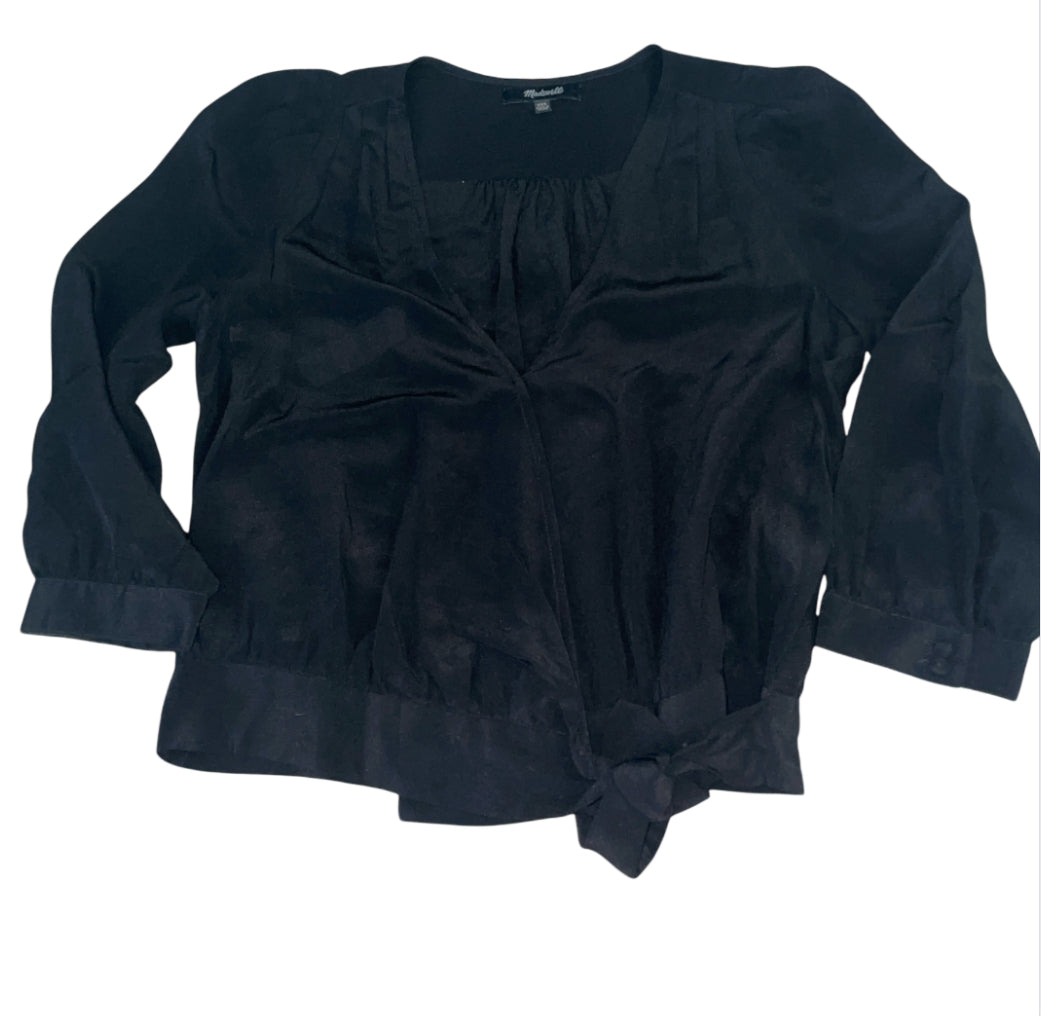 Madewell Silk Wrap Blouse in Black (XX-Small)