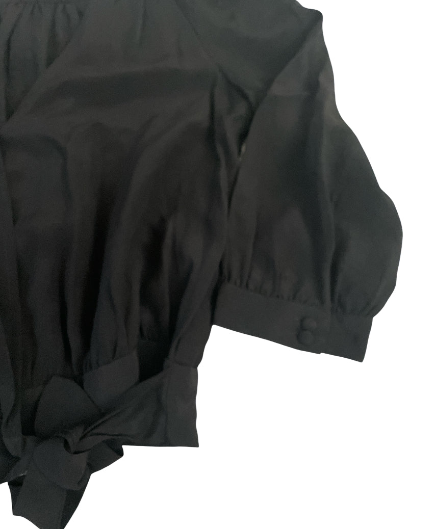 Madewell Silk Wrap Blouse in Black (XX-Small)