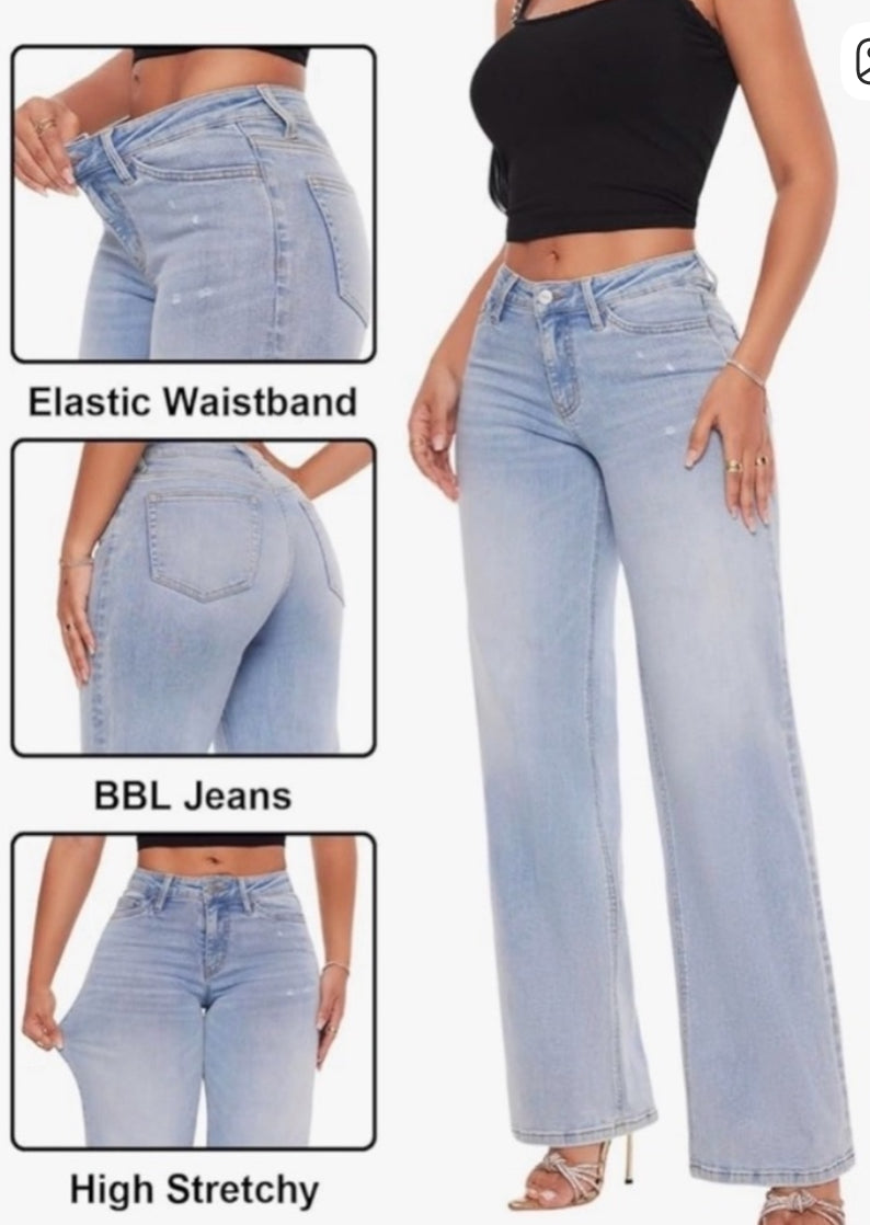 ONESO Wide Leg Jeans High Waisted Stretchy Baggy Jean (28)