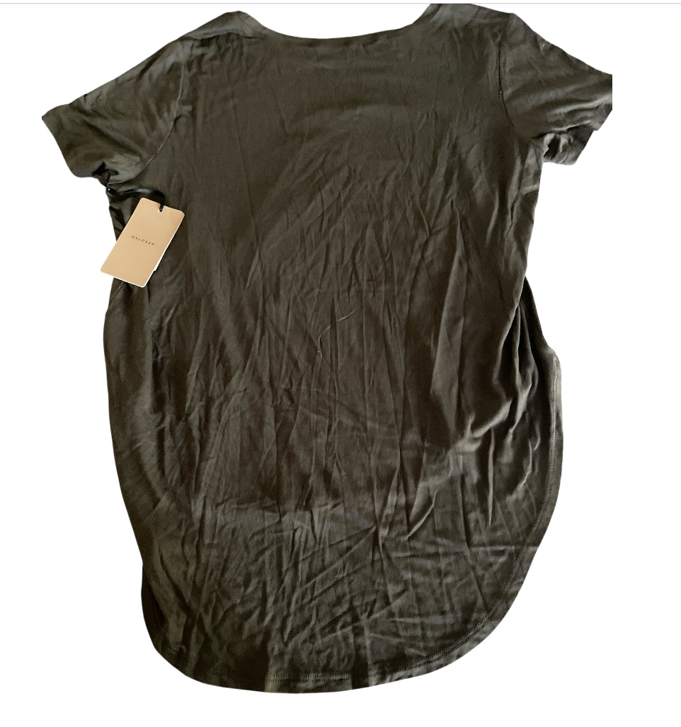 Halogen Short Sleeve Tee Asymmetric Hem Crew Neck Stretch (Medium)