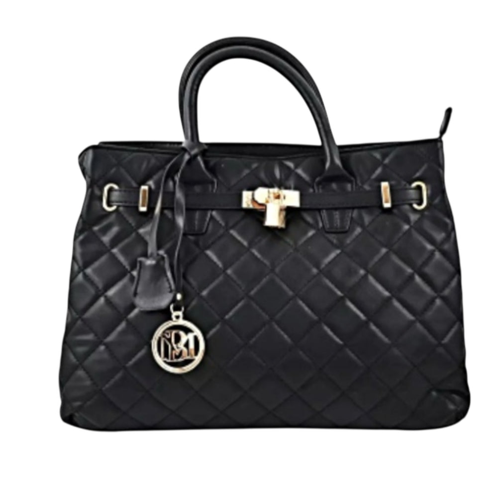 Badgley Mischka Diamond Quilted Tote In Black
