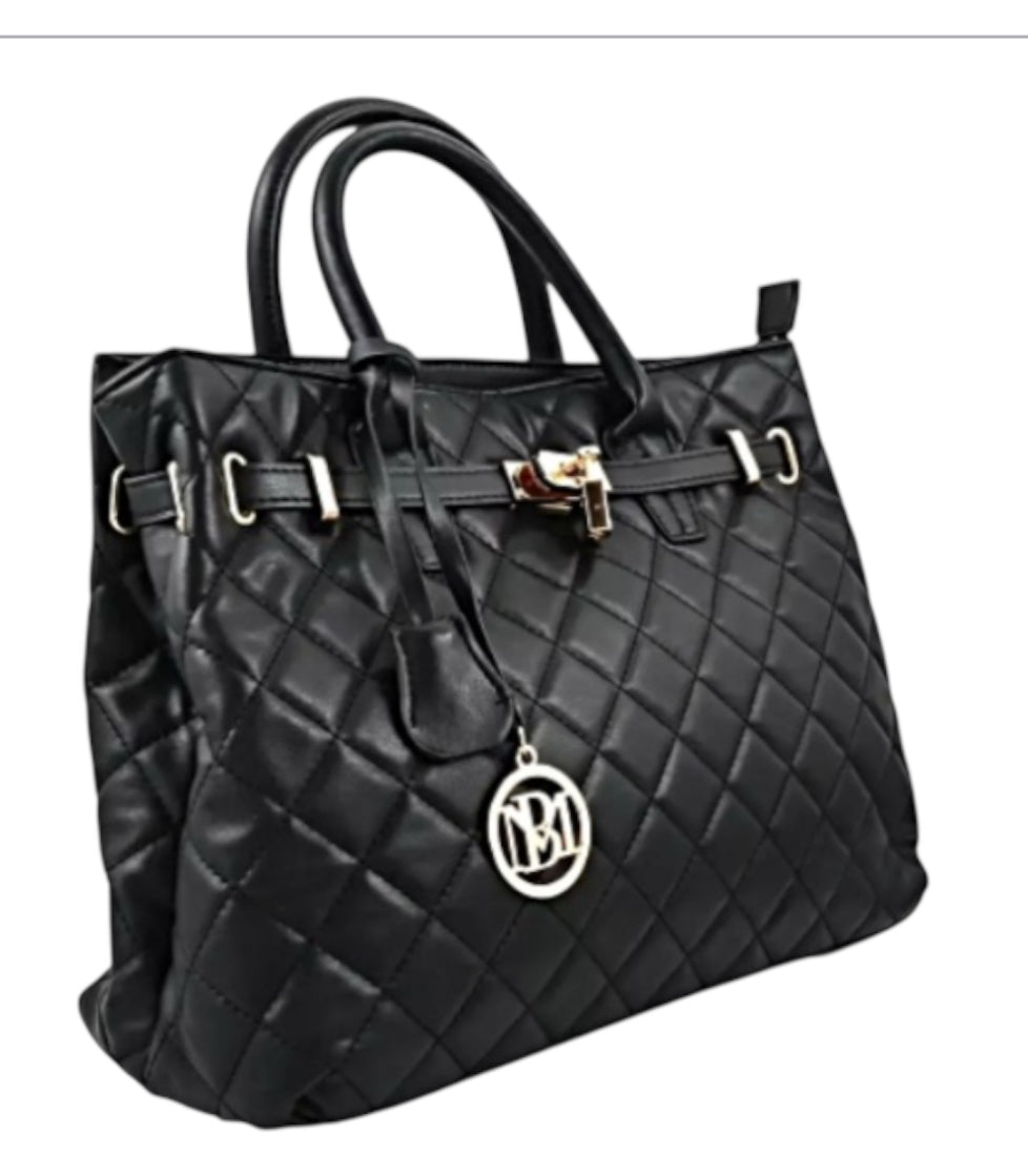 Badgley Mischka Diamond Quilted Tote In Black