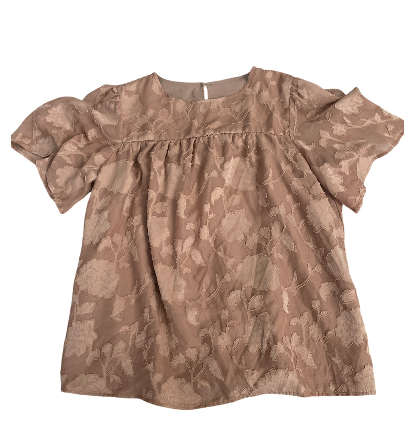 Floral Mauve Blouse with Bell Sleeves (Large)