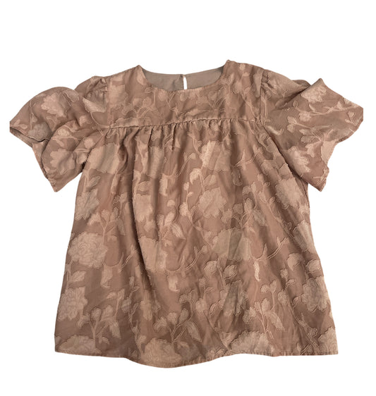 Floral Mauve Blouse with Bell Sleeves (Large)