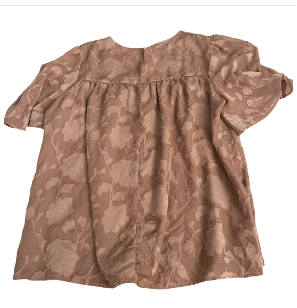 Floral Mauve Blouse with Bell Sleeves (Large)