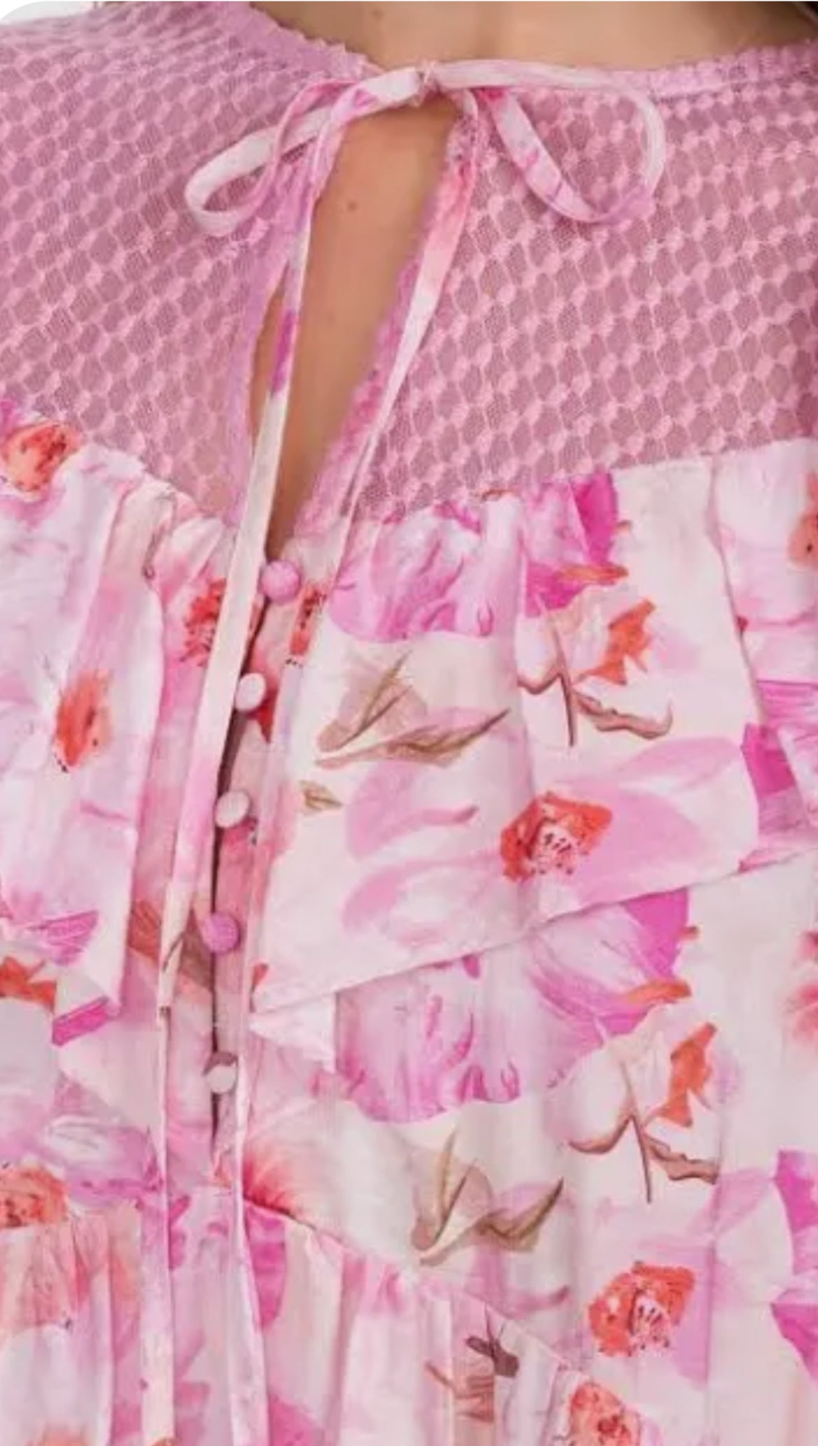 TCEC Pink Floral & Lace Mini Dress (Small)