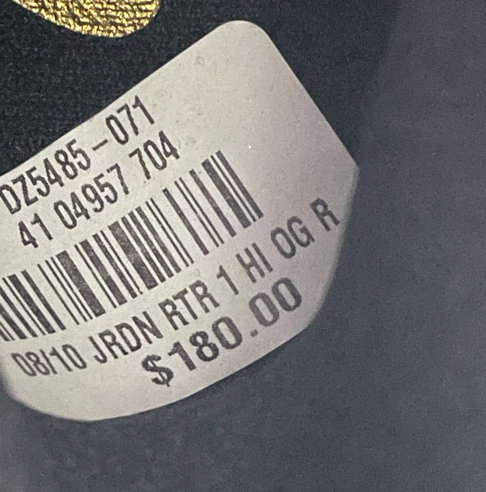 Nike Air Jordan 1 Retro High OG in the "Black Metallic Gold" colorway Sneakers (8M 9.5W)