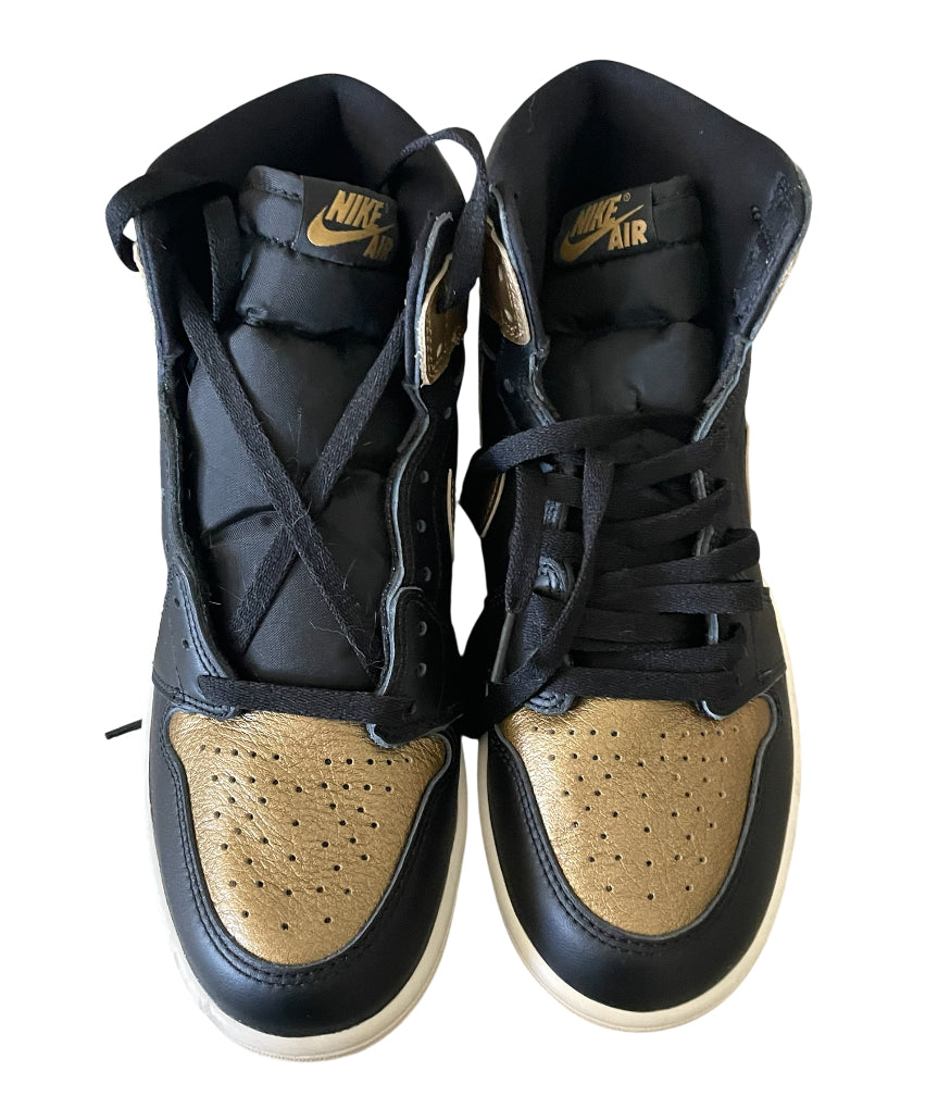 Nike Air Jordan 1 Retro High OG in the "Black Metallic Gold" colorway Sneakers (8M 9.5W)