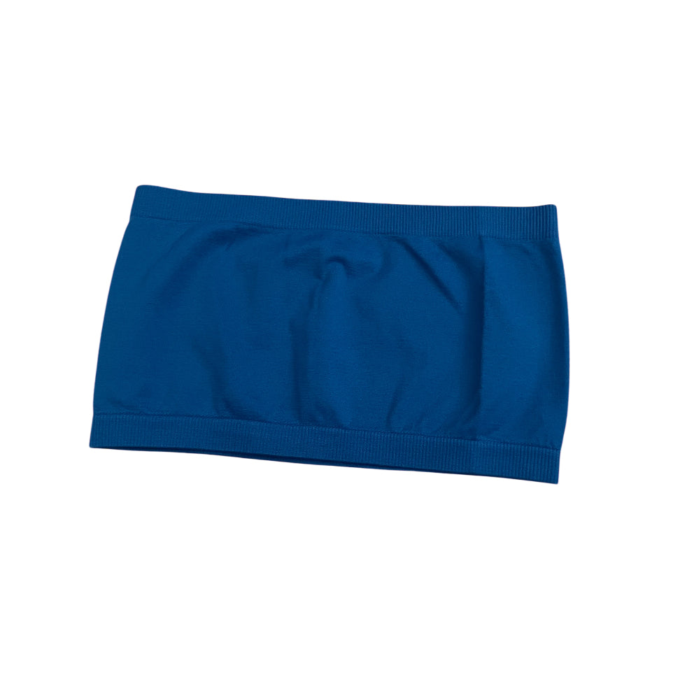Zenana Seamless Strapless 7" Blue Bandeau Tube Top w/No Pad
