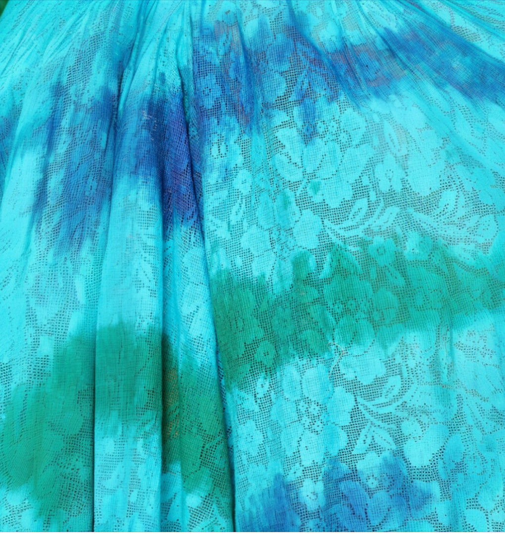 NU Couture Floral Blue Tie Dye Blouse (one size)