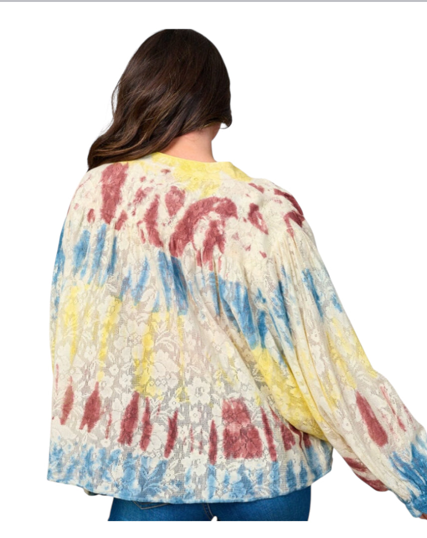 NU Couture Floral Tie Dye Blouse (one size)