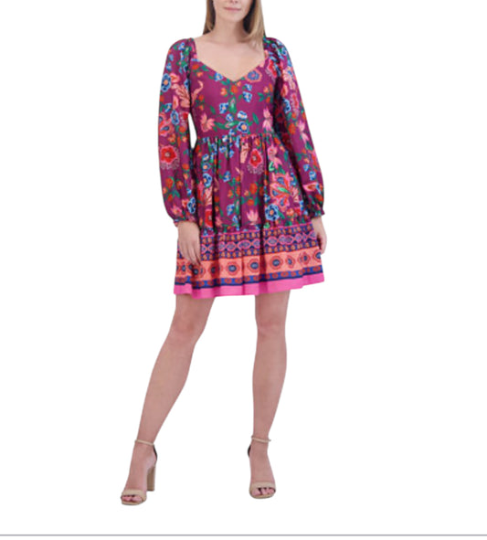 Eliza J Blouson-Sleeve Flounce-Hem Dress (12)