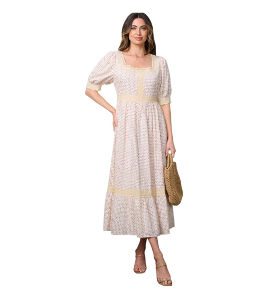 Just Me Miranda Modest Midi in Polk a Dot Red (Large)