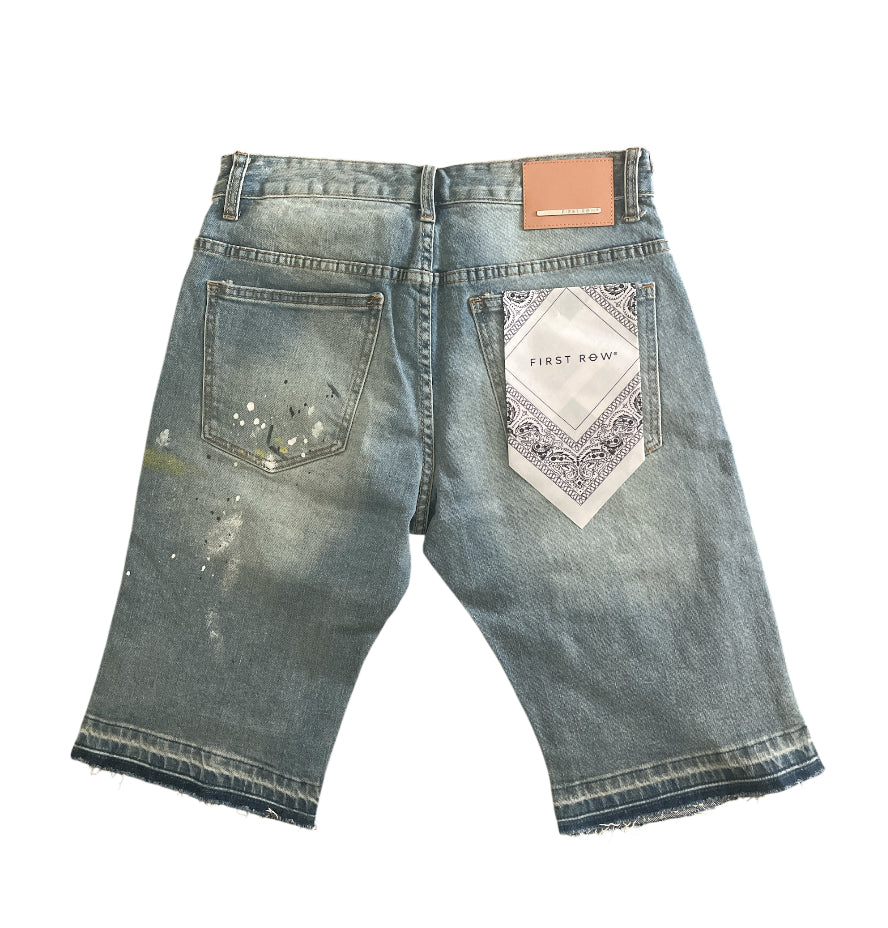 First Row Patch Work Denim Shorts
