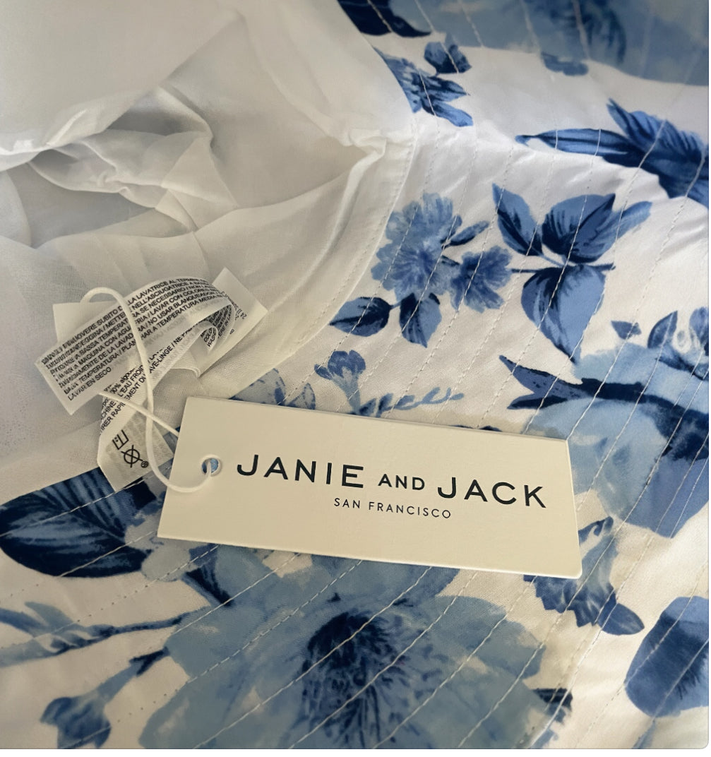 Janie and Jack Blue + White Floral Bucket Hat (24 months)