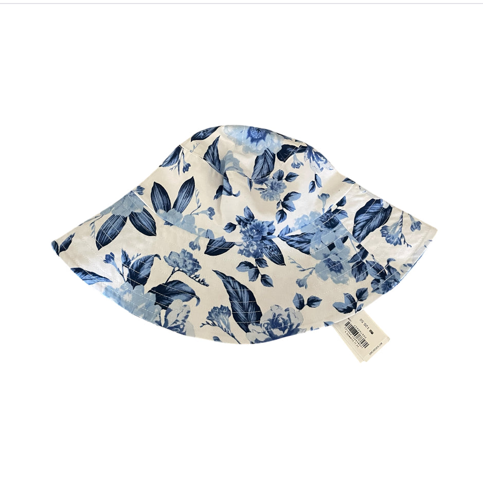 Janie and Jack Blue + White Floral Bucket Hat (24 months)