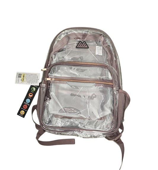 Summit Ridge Clear Backpack features rose-colored straps and trim.